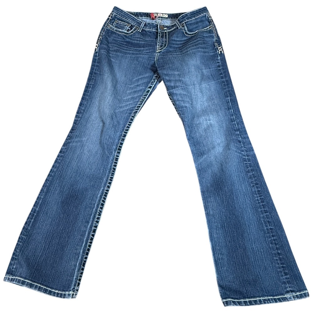 Buckle BKE Kate Bootcut Jeans Women's‎ 33x33.5 (34x32) Blue Denim Embroidered